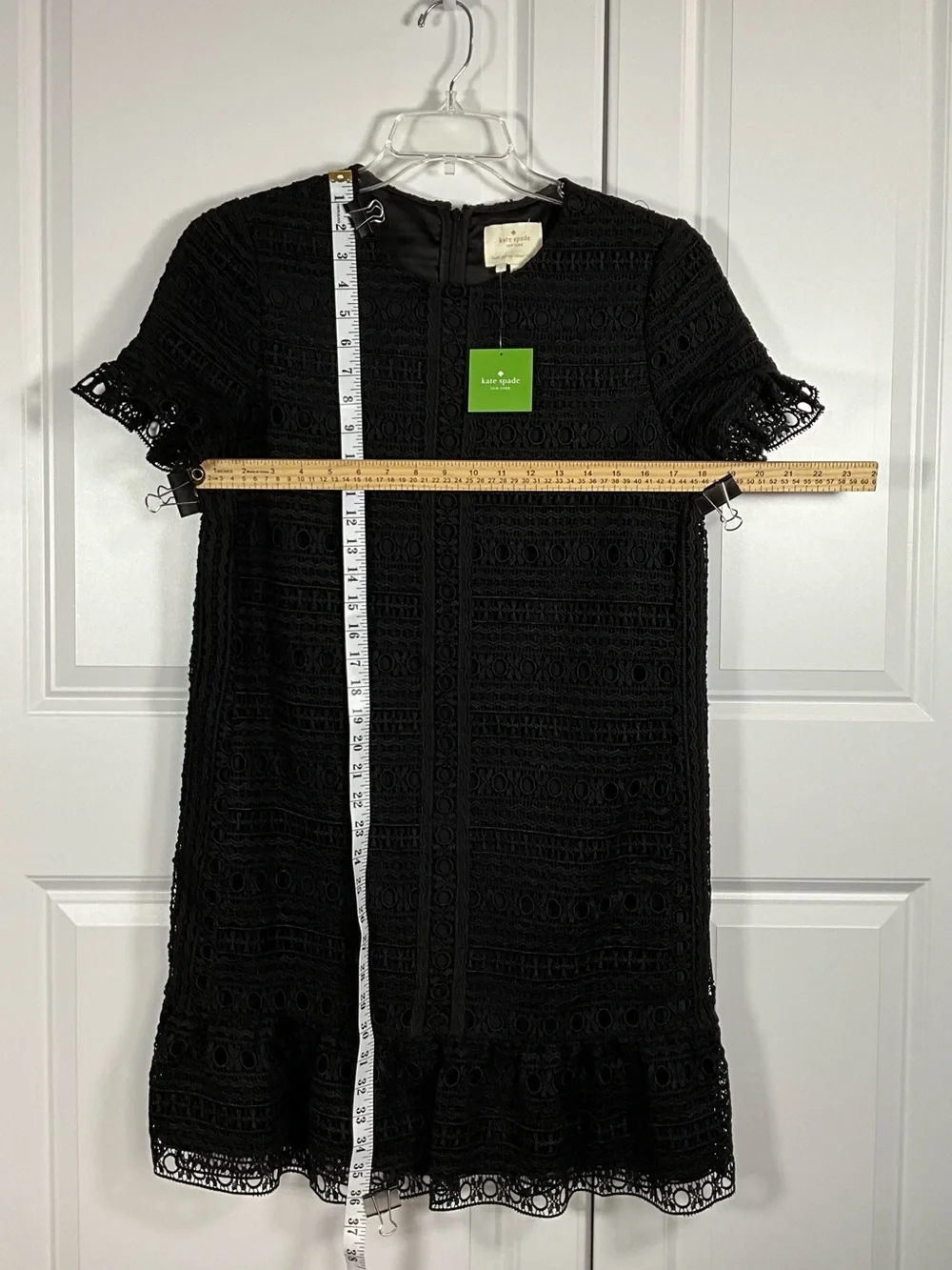 kate spade NY Lace Dress Size 2 Black Mini Ruffle Hem NWT